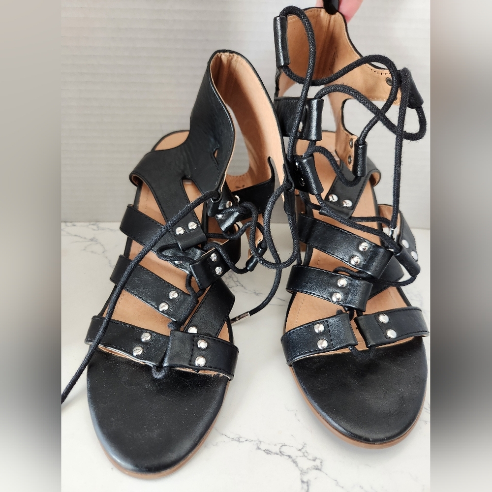 Madden Girl Women's Heels Nyles Gladiator Sandal‎ Black Open Toe Strappy 10M